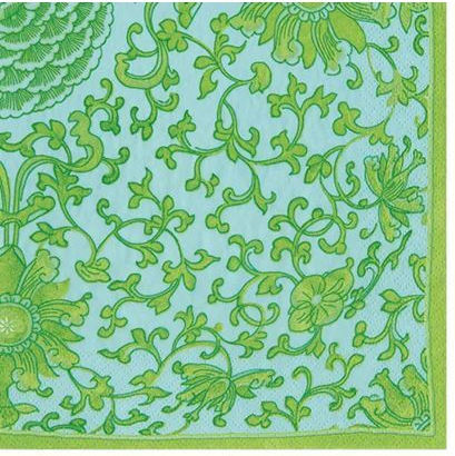 Xαρτοπετσέτες Cocktail Indigo Garden Jade Turquoise 12.5x12.5cm Caspari 20 Tεμάχια