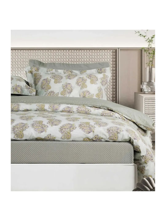 Das Home Σετ Παπλωματοθήκη Βαμβακερή 220x240cm Υπέρδιπλη με 2 Μαξιλαροθήκες Happy Mint