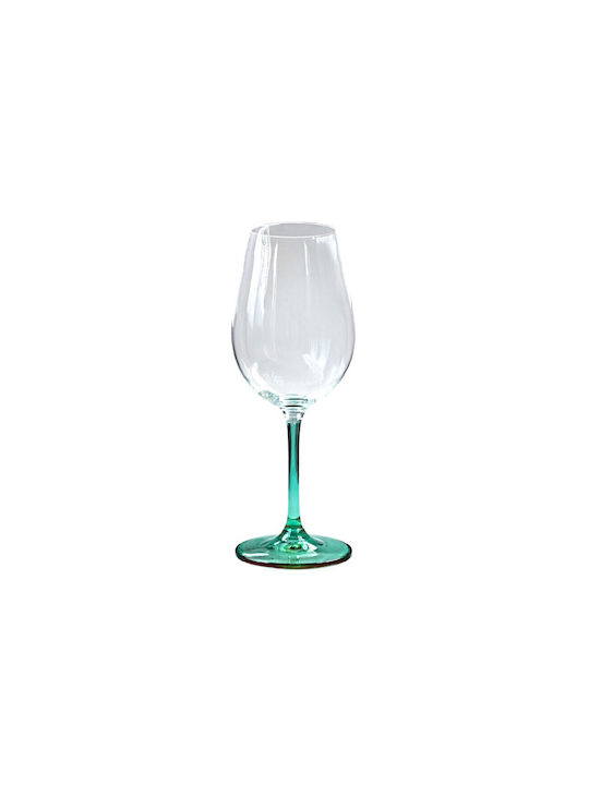 Domumart Set de pahare pentru Vin Alb din Cristal în Culoarea Verde Cu picior 350ml 6buc