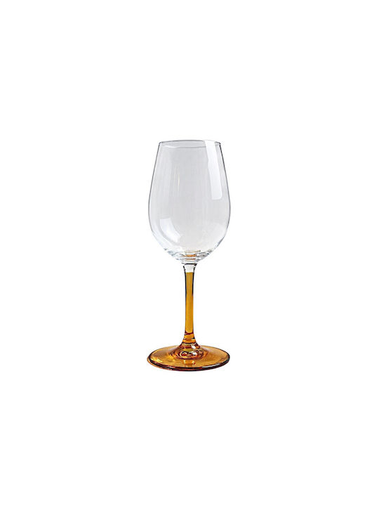 Domumart Set de pahare pentru Vin Alb din Cristal în Culoarea Portocaliu Cu picior 350ml 6buc