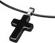 Necklace Black Cord & Cross Black Glossy Acrylic Adjustable
