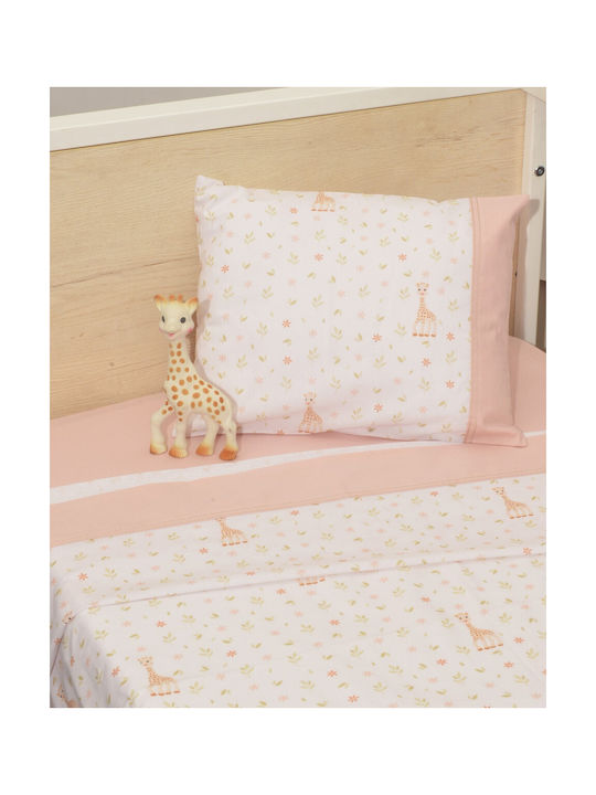 Sophie La Girafe Baby Sheets Set Crib Cotton Fitted Pink 70x140cm 3pcs