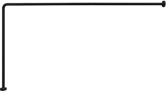 Gedy Corner Shower Curtain Rod Wall Mounted Aluminium Black 170cm