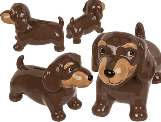 Keramik Sparbüchse Hund mit Deckel 18 x 13 cm Braune Box