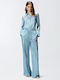 Дамско Текстил Панталон с Ластик Light Blue