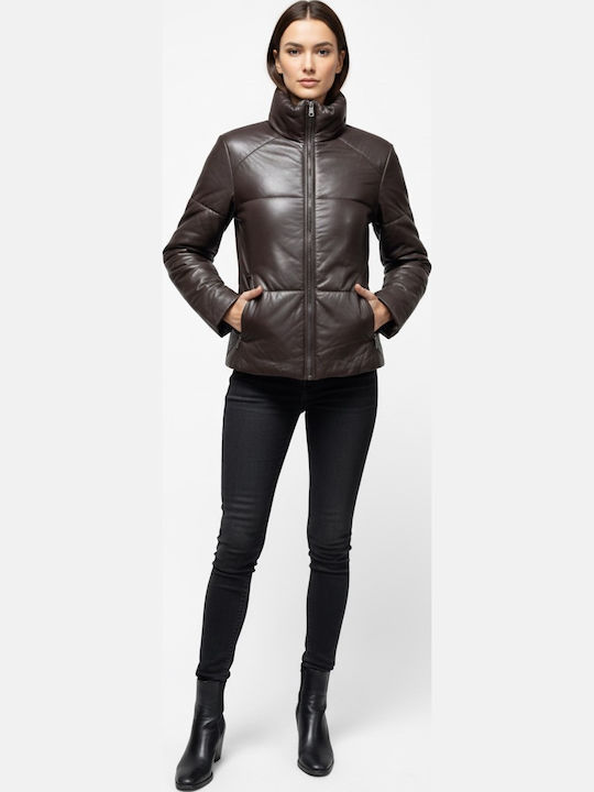 Jachetă de femei Puffer Dark Brown