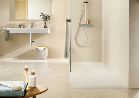 Roca Rectangular Porcelain Shower White Cratos 100x80x3.5cm