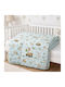 Astron Italy Happy Zoo Kinderbettdecke Für Krippe Hellblau 140x110cm