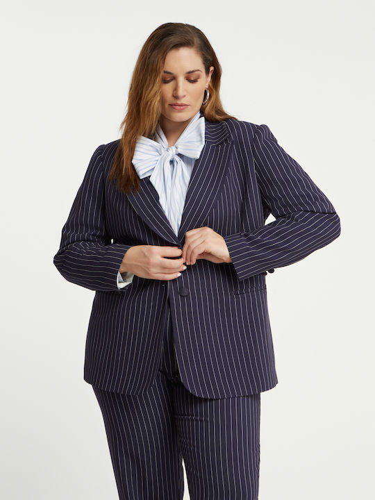 Mat Fashion Μακρύ Γυναικείο Σακάκι Μπλε