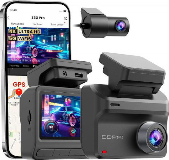 DDPAI Set Autokamera DVR 4K mit Bildschirm 3" & Rückfahrkamera