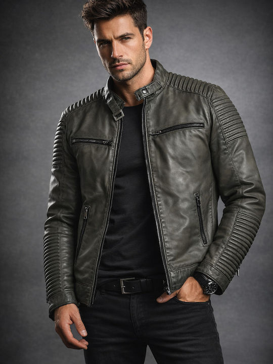 Newton Leather Δερμάτινο Μπουφάν Biker Μαύρο