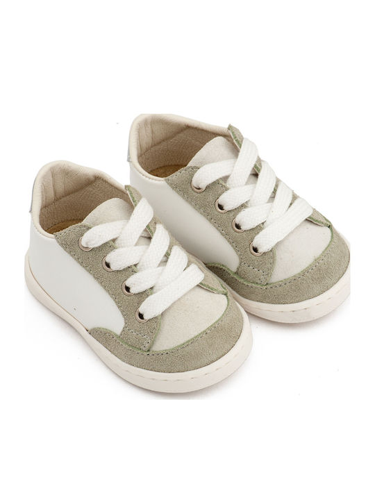 Babywalker Green Baptism Leather Sneakers