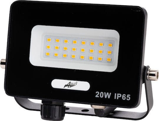 Adeleq Στεγανός Προβολέας LED 20W Φυσικό Λευκό 4000K με Αισθητήρα Κίνησης IP65