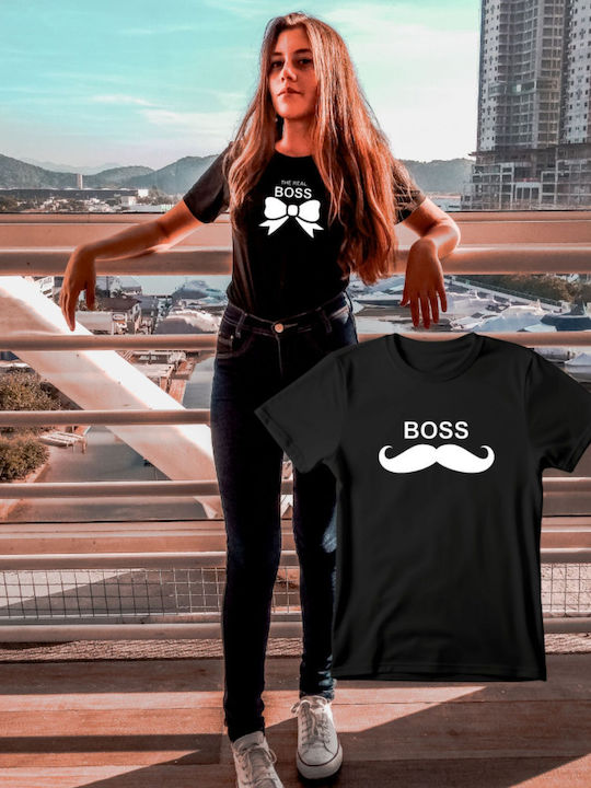 Funny Print T-shirt Real Boss Wtb304 Black