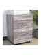 Wooden Bedside Table with Metal Legs Grey 46.5x45x64cm