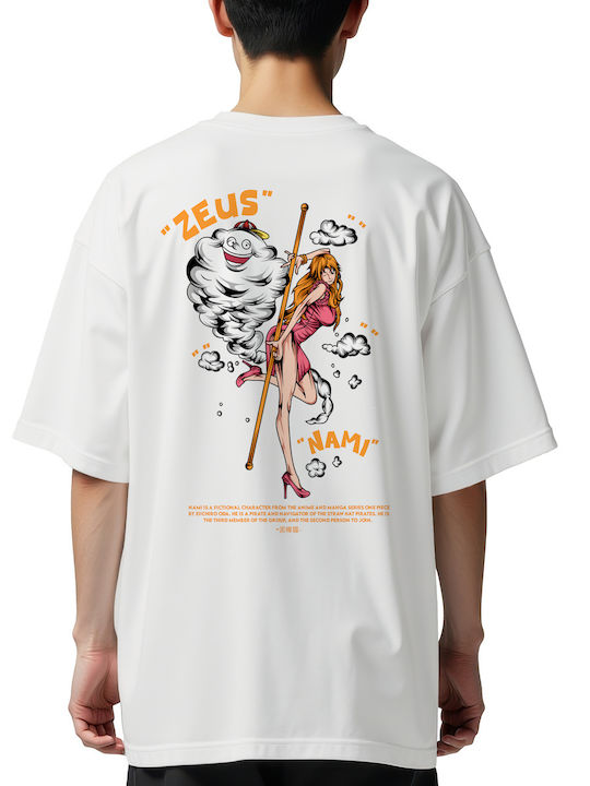 Tricou Oversized One Piece Nami Alb Pop Culture