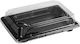 Plastic Sushi Container Black Small Lid 16.5x10x2cm 100pcs