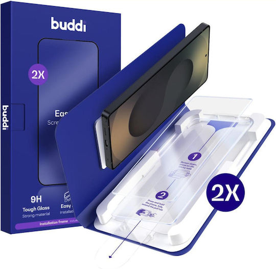 Tempered Glass Compatible With Samsung Galaxy S25 Ultra Buddi Easy Fit Scratch Resistant Screen Protection Glass 2 Pieces Clear