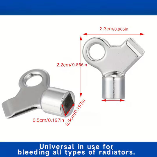 Set of 5 Radiator Air Vent Keys Metal Flat Side Notch