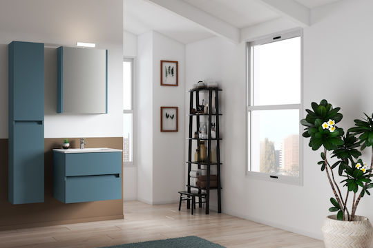 Piccadilly Countertop with Sink, Mirror & Column Melamine Pacific Blue
