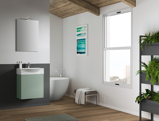Piccadilly Countertop with Sink & Mirror with Light Thyme Green
