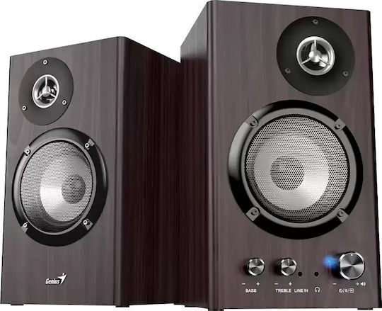 Genius SP-HF1812BT Ηχεία Υπολογιστή 2.0 με Bluetooth και Ισχύ 50W Καφέ