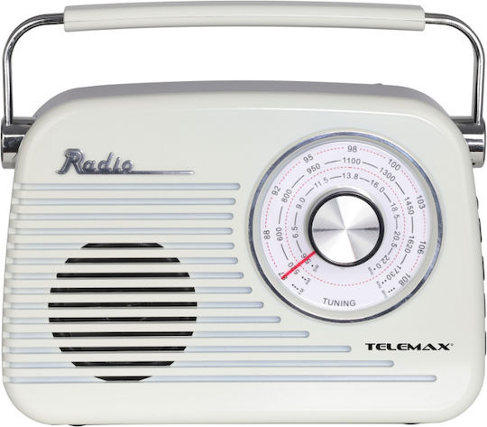 Telemax Groovy Επιτραπέζιο Ραδιόφωνο Επαναφορτιζόμενο με Bluetooth και USB Λευκό