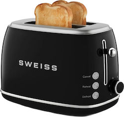 Sweiss Retro Φρυγανιέρα 2 Θέσεων 850W Μαύρη