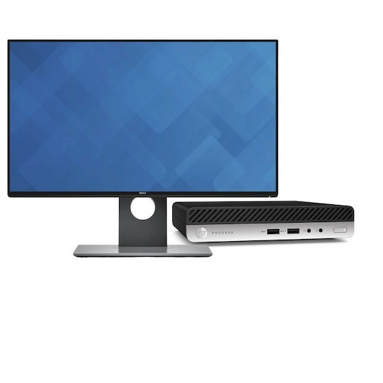 HP Prodesk 600 G4 Dm + Dell P2417h Refurbished Grade A Core i5-8500T 8GB 256GB SSD No OS