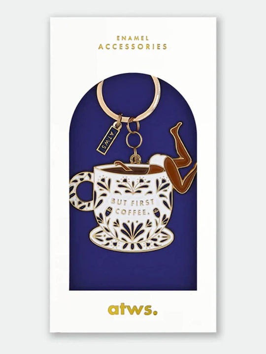 Atws But First Coffee Keychain White 3701344213626