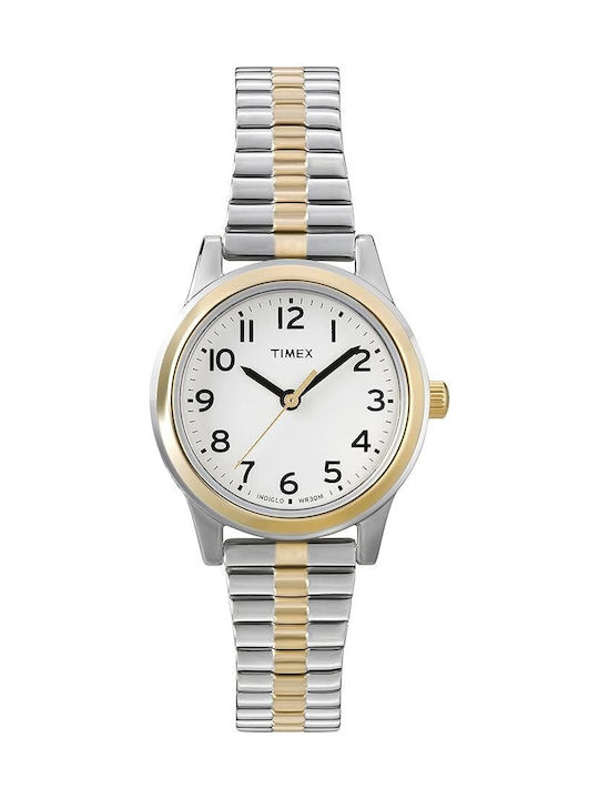 Timex Γυναικείο Ρολόι 25mm Μπαταρίας με Ασημί Μεταλλικό Μπρασελέ