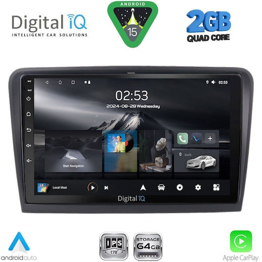 Digital IQ Car Audio System for Skoda Superb 2008-2015 (Bluetooth/USB/WiFi/GPS/Apple-Carplay/Android-Auto) with Touch Screen 10"