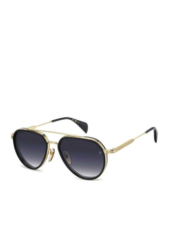 David Beckham Unisex Sunglasses with Gold Metallic Frame and Gold Lens DB 1226 G S RHL 84