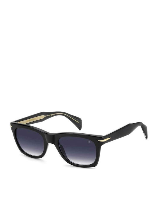 David Beckham Unisex Sunglasses with Black Horn-Rimmed Frame and Black Lens DB 1222/S 807/08