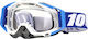 Motorcycle Atv Enduro Cross Goggles Fixato Transparent Lens Blue White Frame