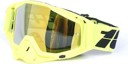 Motorcycle Atv Enduro Cross Goggles Fixato Gold Lens Yellow Frame