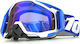Ochelari Motocicletă Atv Enduro Cross Fixato Lentilă Albastră Cadru Alb Albastru