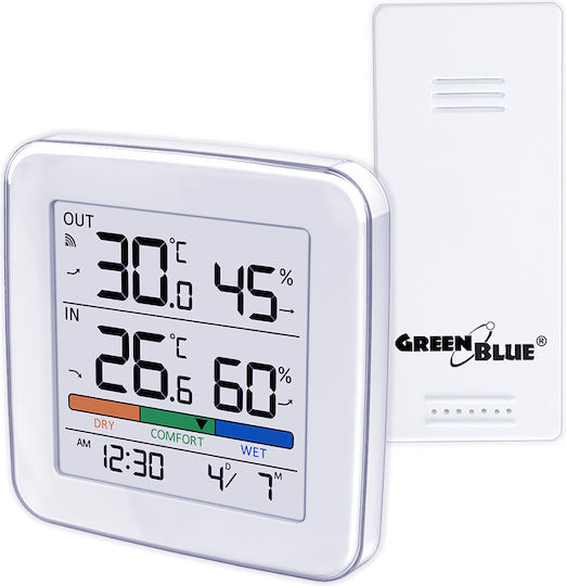Green Blue GB169 Wireless Digital Tabletop Weather Station White