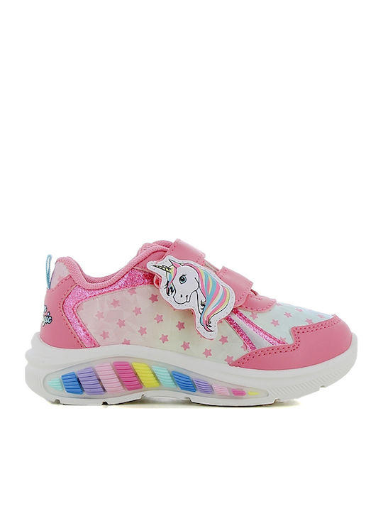 Παιδικά Sneakers με Σκρατς & Φωτάκια Ροζ