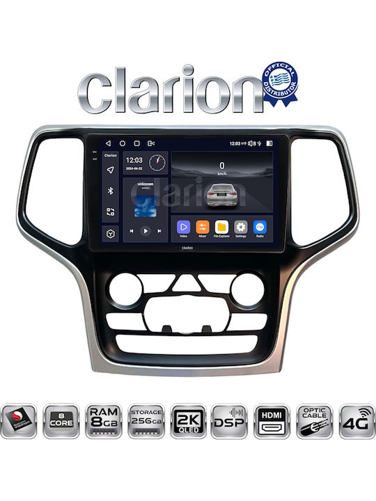 Clarion Car Audio System for Jeep Grand Cherokee 2014 > 2019 (Bluetooth/USB/WiFi/GPS/Apple-Carplay/Android-Auto) with Touch Screen 9"