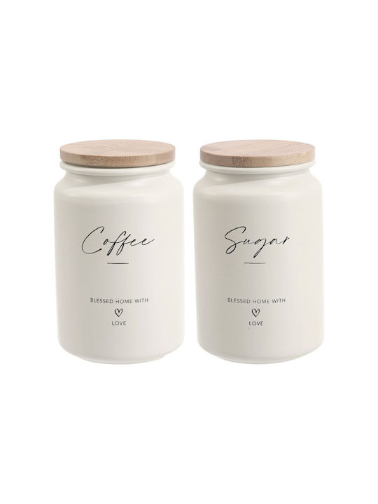 Ankor Set of 2pcs Jars for Coffee / Sugar with Lid Metallic Beige 9.5x15.2cm