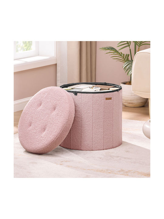 Stool For Living Room With Storage Space Wooden Pink 47x47x45cm