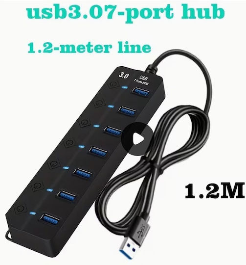 USB-Hub 3.0 7 Anzahl der Anschlüsse Individuelle Schalter Ein/Aus Anzeigeleuchten 5-2342