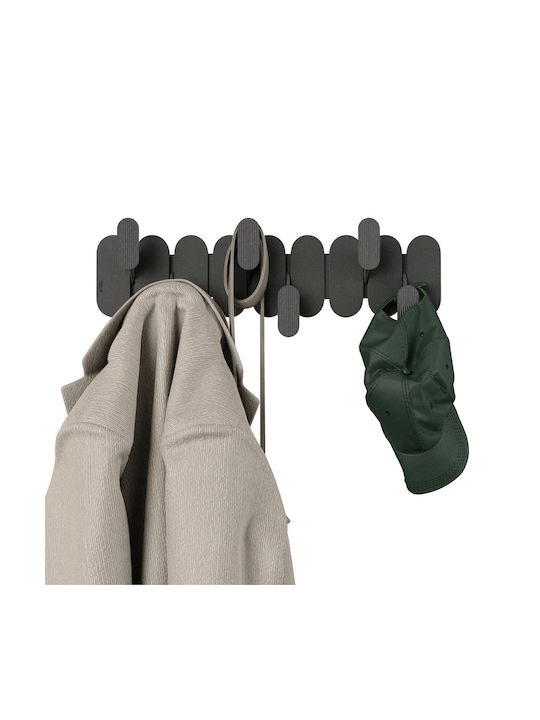 Umbra Plastic Wall Hanger 6 Hooks Black 64x2.5x18.4cm