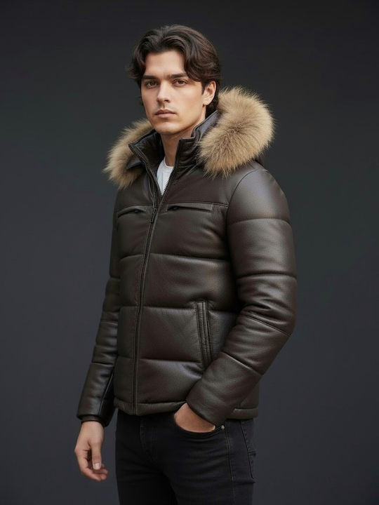 Lederjacke Winter Jacke Dark Brown