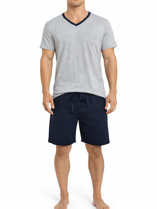 Best Touch Men's Summer Pajamas Set Grey-blue