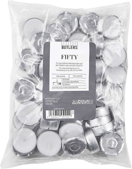 Butlers Aromatic Tealights In White Colour Up To 4 Hours Duration 50 Pieces