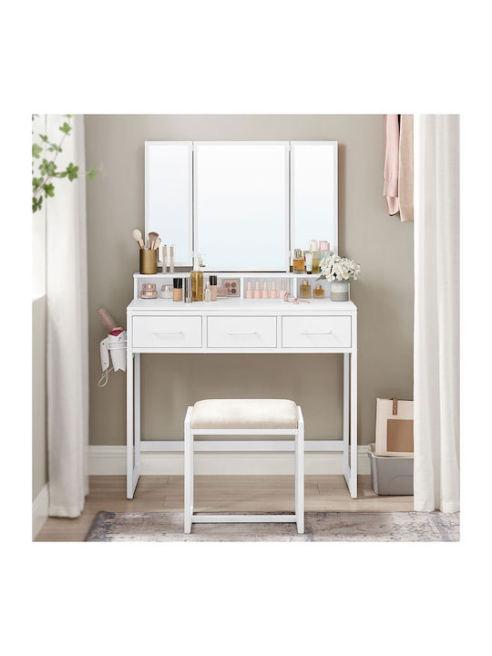 Wooden & Metallic Makeup Dressing Table White w...