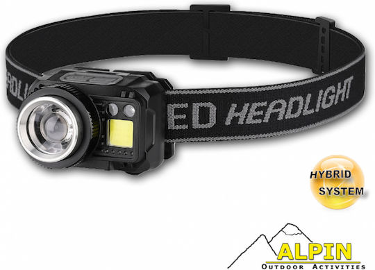 Alpin Επαναφορτιζόμενος Φακός Κεφαλής LED IPX4 με Μέγιστη Φωτεινότητα 550lm