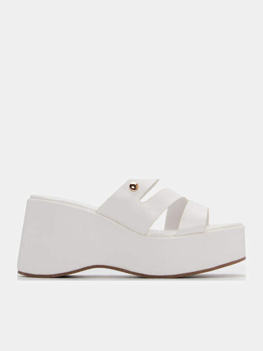 Women's Synthetic Leather Platform Shoes White
